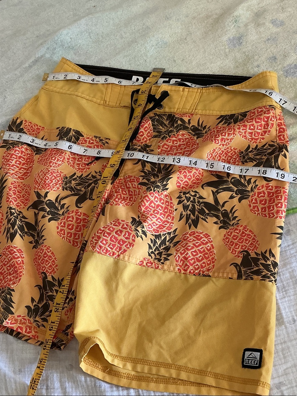 Reef Yellow Boardshorts with Coral Pineapple Print